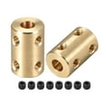 thumbnail image 1 of Shaft Coupling 6mm to 6mm Bore L22xD14 Robot Motor Wheel Rigid Flexible Coupler Connector Gold Tone, 2 Pcs, 1 of 3