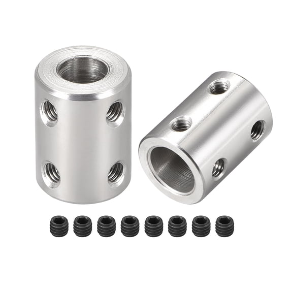 Shaft Coupling 8mm to 10mm L22xD16 Robot Motor Wheel Rigid Coupler Connector Silver Tone 2 PCS