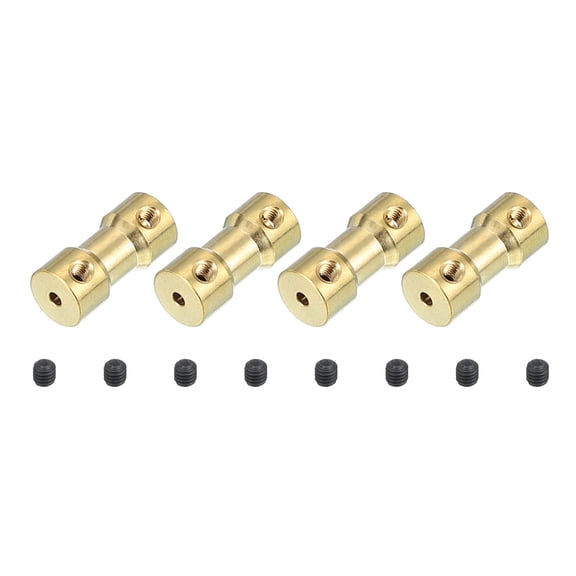Shaft Coupling Joint 2mm to 3mm, 4 Pcs Brass Motor Shaft Coupler Extension Connector Rigid Sleeve Adapter Transmission Joint with M3 Screws for RC Car Airplane Tires Motor Robot