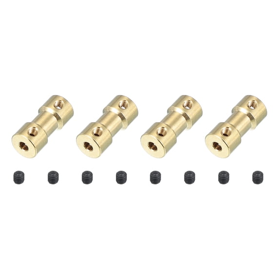 Shaft Coupling Joint 3mm to 3mm, 4 Pcs Brass Motor Shaft Coupler Extension Connector Rigid Sleeve Adapter Transmission Joint with M3 Screws for RC Car Airplane Tires Motor Robot