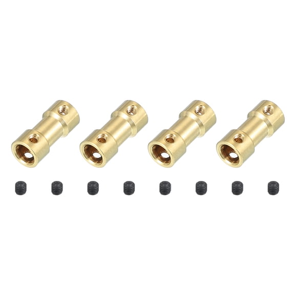 Shaft Coupling Joint 3mm to 6mm, 4 Pcs Brass Motor Shaft Coupler Extension Connector Rigid Sleeve Adapter Transmission Joint with M3 Screws for RC Car Airplane Tires Motor Robot
