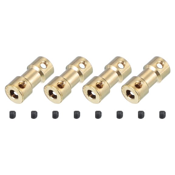 Shaft Coupling Joint 4mm to 6mm, 4 Pcs Brass Motor Shaft Coupler Extension Connector Rigid Sleeve Adapter Transmission Joint with M3 Screws for RC Car Airplane Tires Motor Robot