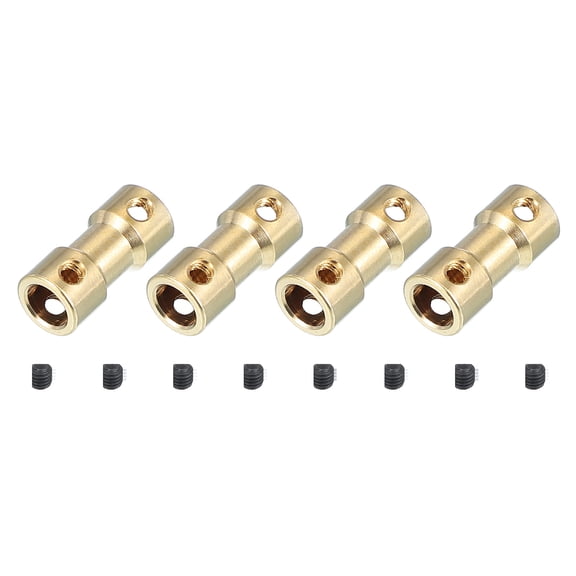 Shaft Coupling Joint 6mm to 6mm, 4 Pcs Brass Motor Shaft Coupler Extension Connector Rigid Sleeve Adapter Transmission Joint with M3 Screws for RC Car Airplane Tires Motor Robot