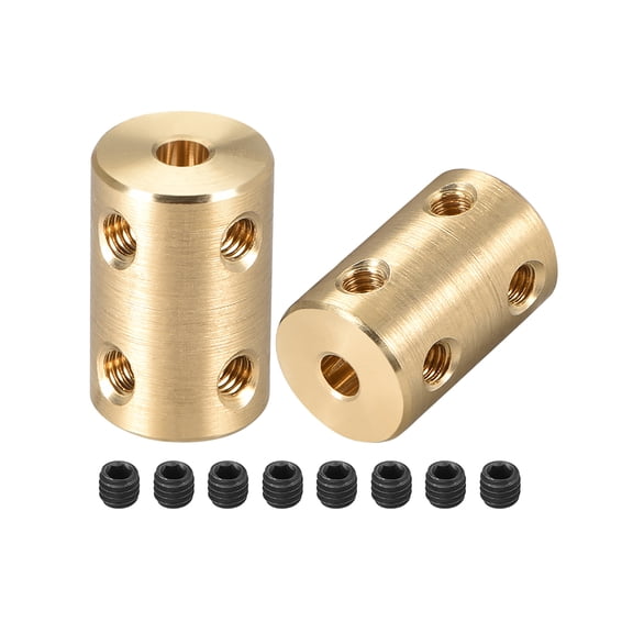 Shaft Coupling Robot Motor Wheel Rigid Coupler Connector Gold Tone, 4mm to 4mm 2