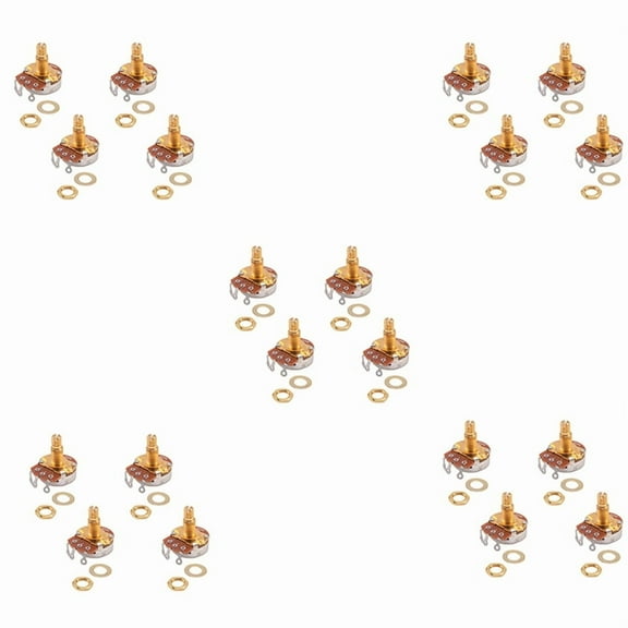 Shaft Full Metric Sized Control Pots A500K Audio Taper Potentiometers Pot for Electric Guitar (Set of 20),20 x A500K Potentiometers,Gold