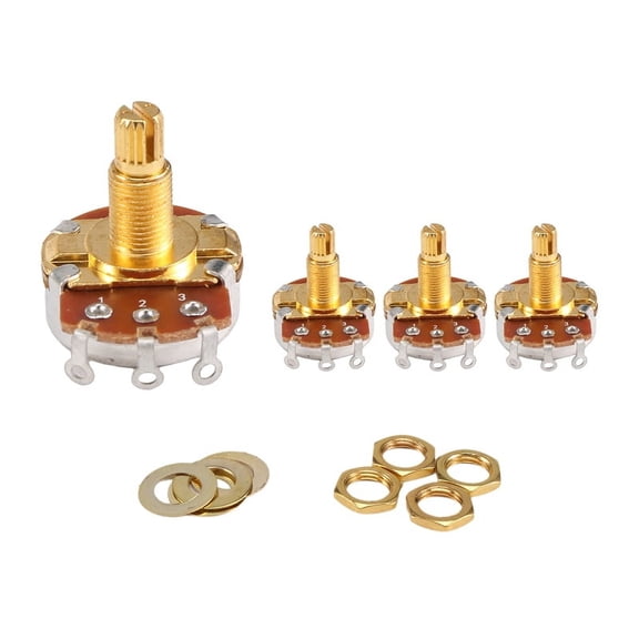 Shaft Full Metric Sized Control Pots A500K Audio Taper Potentiometers Pot for Electric Guitar (Set of 4)
