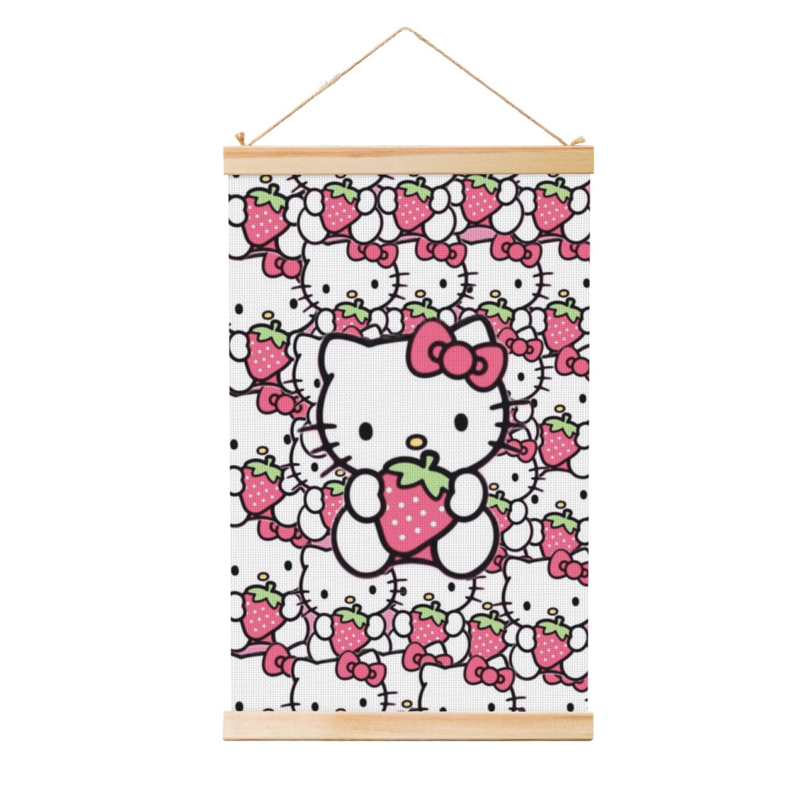 Shaft Hanging Banner Hello Kitty Poster Wall Canvas Artwork With Wooden ...