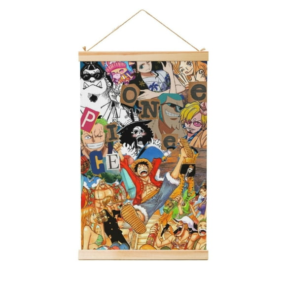 Shaft Hanging Banner One Piece Poster Wall Canvas Artwork With Wooden Frame Scroll Painting 16"x24"