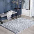 thumbnail image 1 of Shag 4x6 Area Rug Thick (3'11'' x 5'3'') Stripe Cream, Dark Gray Indoor Rectangle Easy to Clean, 1 of 9