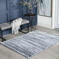 thumbnail image 1 of Shag 4x6 Area Rug Thick (3'11'' x 5'3'') Stripe Dark Gray, Cream Indoor Rectangle Easy to Clean, 1 of 9