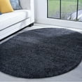 thumbnail image 1 of Shag Area Rug Thick (3'11'' x 6' Oval) Solid Charcoal Indoor Oval Easy to Clean, 1 of 5
