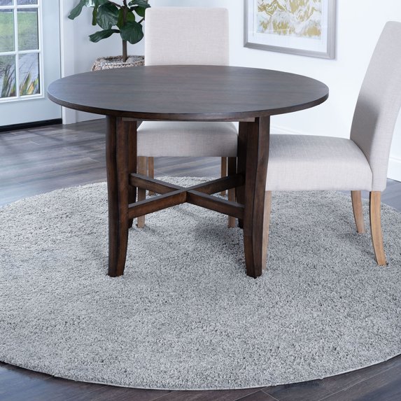Shag Area Rug Thick (5'3'' Round) Solid Gray Indoor Round Easy to Clean