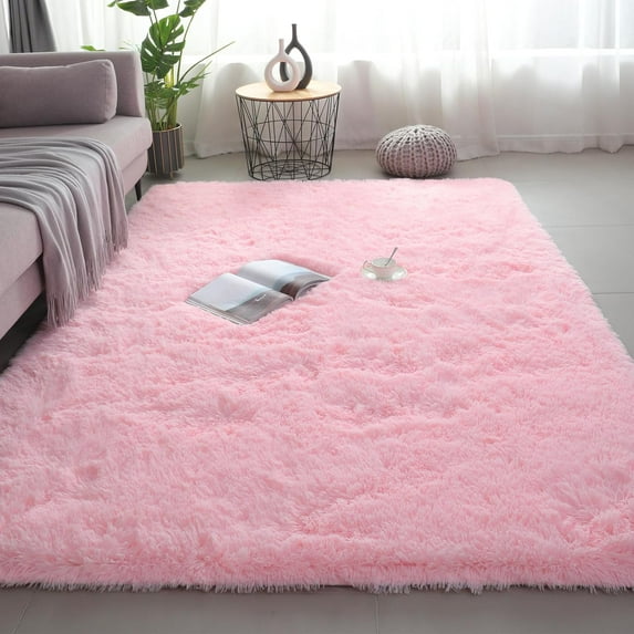 Shag Area Rugs for Bedroom Living Room,Ultra Soft Fluffy Area Rugs for Dorm,Indoor Carpet Nursery Rugs for Kids Girls Room Home Decor (Pink, 8x10 Feet)