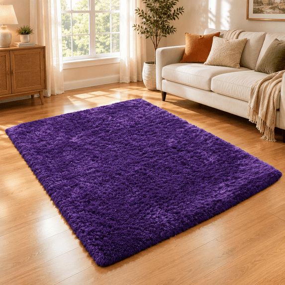 Shag Area Rugs For Bedroom Living Room 6x9 Ultra Soft Purple Fdorm ...