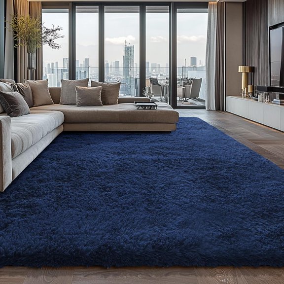 Shag Area Rugs for Living Room Bedroom,Large Ultra Soft Fluffy Area Rugs for Dorm,Indoor Carpet Nursery Rugs for Kids Girls Room Home Decor (Blue, 10X14 Feet)