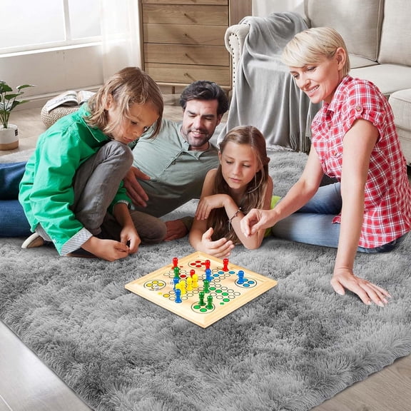 Shag Area Rugs for Bedroom Living Room,6X9 Ultra Soft Fluffy Area Rugs for Dorm, Indoor Carpet Nursery Rugs for Kids Room Home Dr,Tie-Dye Grey
