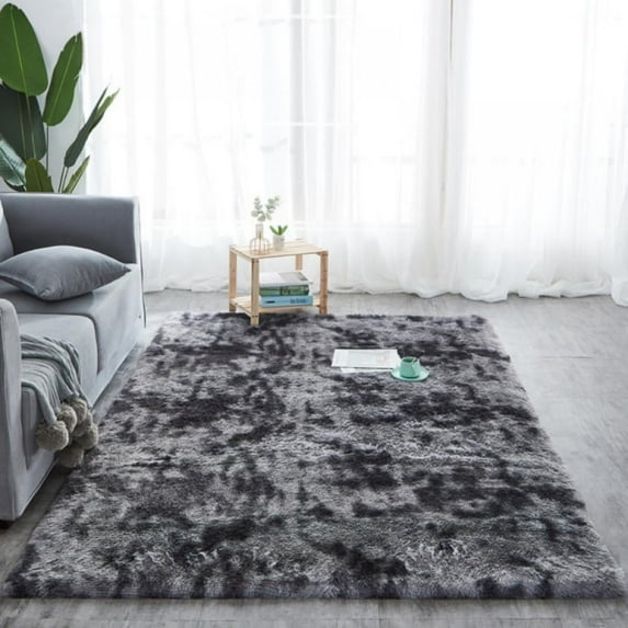 Shag Area Rugs for Living Room Bedroom- Fluffy 5x7 Grey & Blue Rug, Shaggy Rug for Girls Boys Living Room Carpet