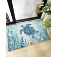 thumbnail image 1 of Shag Bath Rugs Blue Sea Turtle Summer Ocean Plush Soft Fluffy Doormat Floor Carpet,Non-Slip Living Room Bedroom Kitchen Entryway Door Mats Nautical Anchor Coral Starfish, 1 of 6