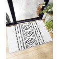 thumbnail image 1 of Shag Bath Rugs Boho Retro Black Geometric Pattern Plush Soft Fluffy Doormat Floor Carpet,Non-Slip Living Room Bedroom Kitchen Entryway Door Mats Tribal Stripes on White, 1 of 6