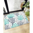 thumbnail image 1 of Shag Bath Rugs Coastal Coral Summer Ocean Nautical Plush Soft Fluffy Doormat Floor Carpet,Non-Slip Living Room Bedroom Kitchen Entryway Door Mats Navy Blue Gray Teal, 1 of 6