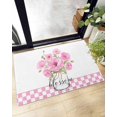 thumbnail image 1 of Shag Bath Rugs Pink Poppy Flowers in Vase Country Floral Plush Soft Fluffy Doormat Floor Carpet,Non-Slip Living Room Bedroom Kitchen Entryway Door Mats Pastoral White Plaid, 1 of 6