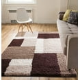 thumbnail image 1 of Shag Cubes Modern 7x10 (6'7'' x 9'10'') Area Rug Brown Plush Geometric Blocks & SquaresEasy Care Thick Soft Living Room, 1 of 7