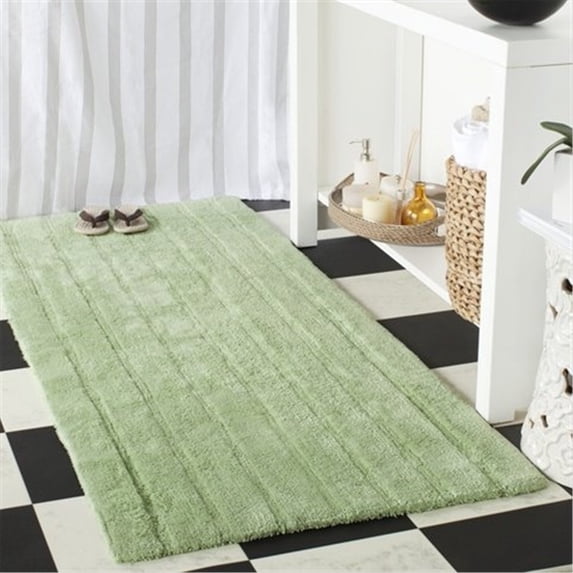 Shag & Flokati Rug - Plush Master Bath Cotton -Light Green-Color:Light Green,Design:Shag & Flokati,Shape:Small Rectangle,Size:2' 10''L x 1' 9''W