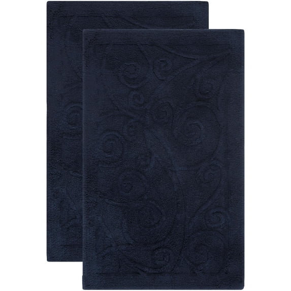 Shag & Flokati Rug - Plush Master Bath -Navy/Navy-Color:Navy/Navy,Design:Shag & Flokati,Shape:Rectangle,Size:2'10"L x 1'9" W