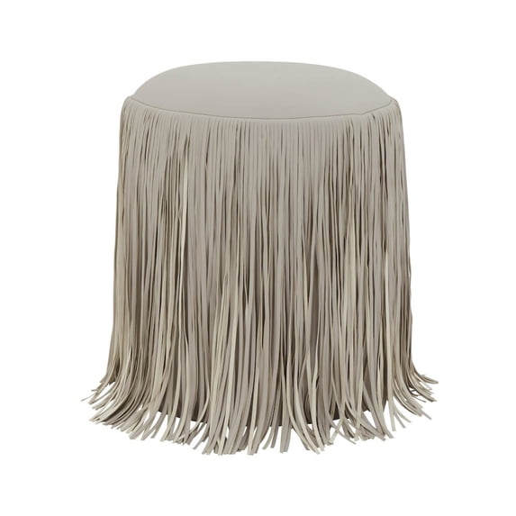 TOV Furniture Shag Me Grey Performance Vegan Leather Ottoman