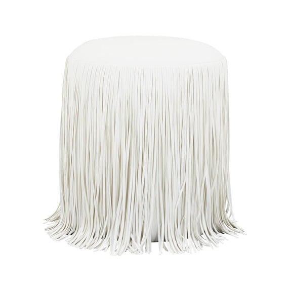 TOV Furniture Shag Me Ivory Performance Vegan Leather Ottoman