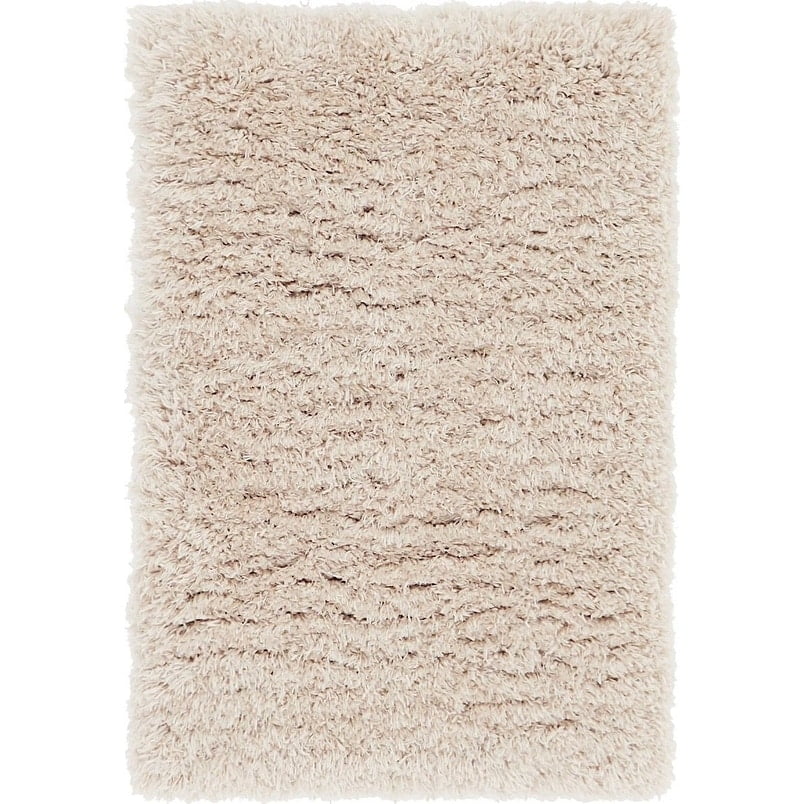 Luxurious Blonde Shag Rectangular Synthetic Area Rug