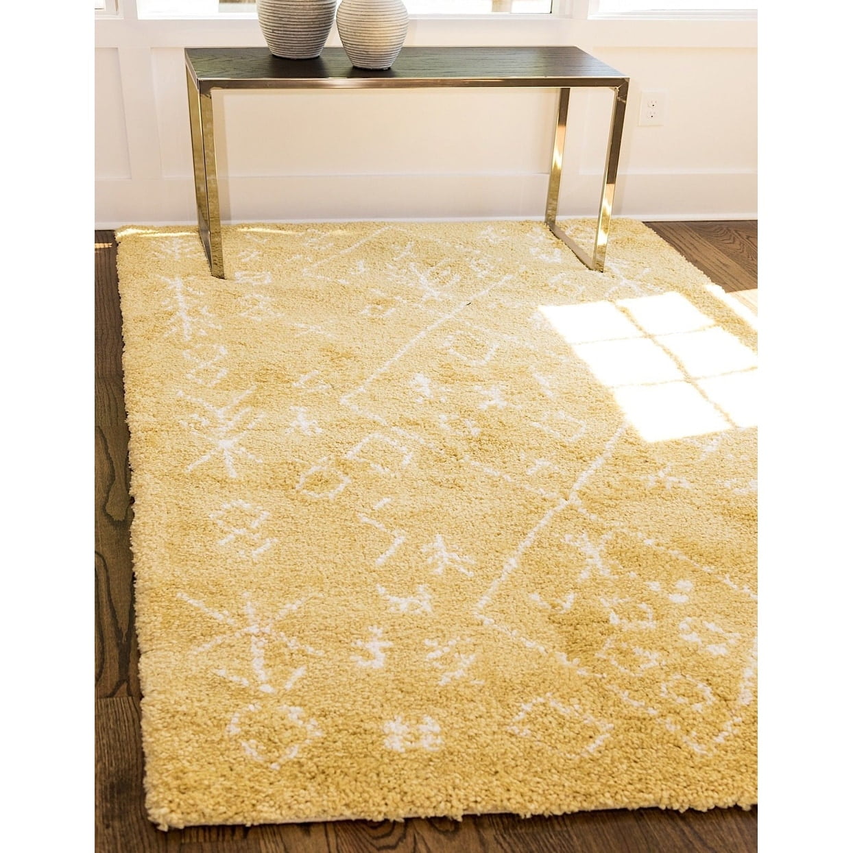 Shag Shoploni Collection Area Rug 5'x8' - Yellow