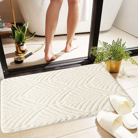 Shag Velvet Bath Mat, Non-Slip Absorbent Door Mat, Soft Plush Bathroom Rug, Waterproof Entrance Floor Mat, 60x40cm, Quick-Dry for Home Use