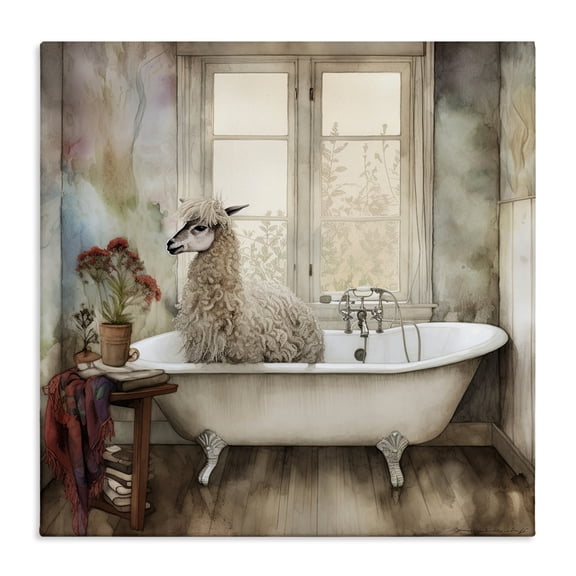 Stupell Industries Shaggy Alpaca Bath Time Canvas Wall Art, design by Sasha