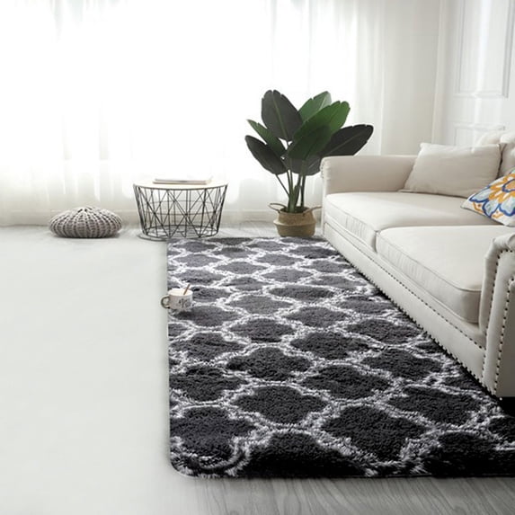Shaggy Area Rug 20X63in Soft Polyester Floor Mat,Non Slip Living Room Bedroom Runner Carpet for Sofa Side Bed Nordic Style Home Decor Fade Resistant Easy Clean Fabric(Gray)