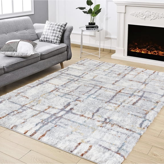 Shaggy Area Rug, 5 Ft. 3 In. X 7 Ft., , 100% , Stain , Soft & Stain- Shag Carpet, 5'3" 7', Garage Decor