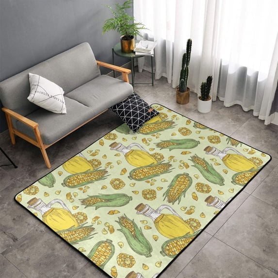 Shaggy Area Rug, Corn And Corn Oil Rugs for Living Room Bedroom Non Slip Door Mat Indoor Carpet Machine Washable Nursery Home Decor Floor Mats for Entryway 60x39in