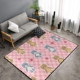 thumbnail image 1 of Shaggy Area Rug, Cute bear pink checkered Rugs for Living Room Bedroom Non Slip Door Mat Indoor Carpet Machine Washable Nursery Home Decor Floor Mats for Entryway 60x39in, 1 of 5