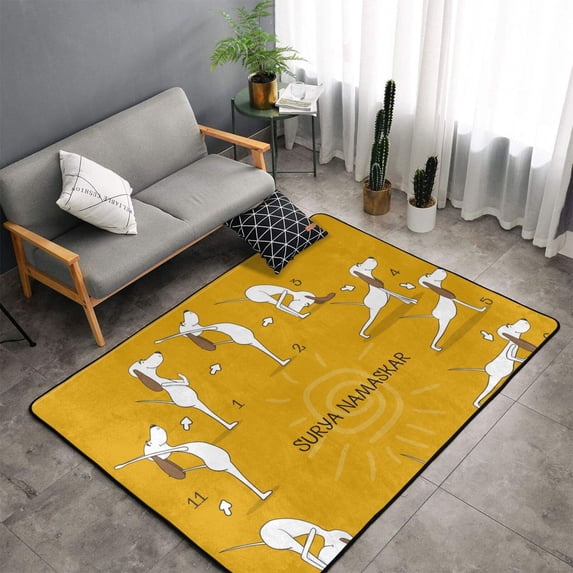 Shaggy Area Rug, English Cocker Spaniel Doing Yoga Rugs for Living Room Bedroom Non Slip Door Mat Indoor Carpet Machine Washable Nursery Home Decor Floor Mats for Entryway 60x39in