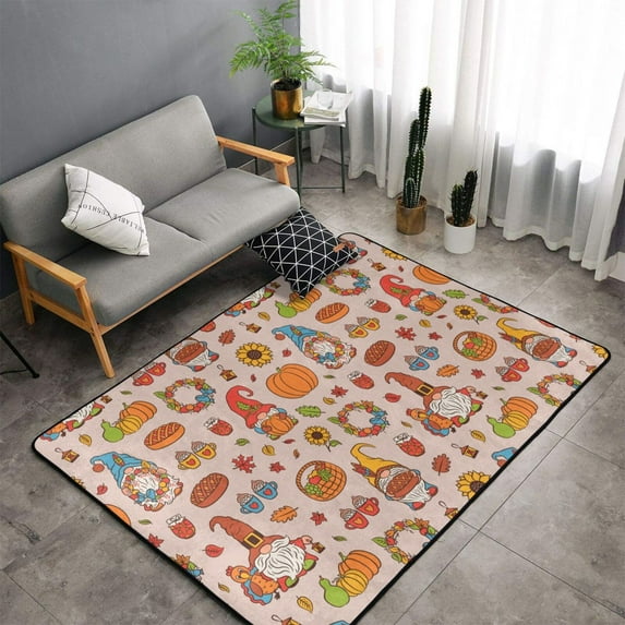 Shaggy Area Rug, Fall Thanksgiving Rugs for Living Room Bedroom Non Slip Door Mat Indoor Carpet Machine Washable Nursery Home Decor Floor Mats for Entryway 60x39in