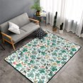 thumbnail image 1 of Shaggy Area Rug, Floral In Teal Rugs for Living Room Bedroom Non Slip Door Mat Indoor Carpet Machine Washable Nursery Home Decor Floor Mats for Entryway 60x39in, 1 of 5