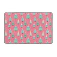 Shaggy Area Rug, Pastel Christmas Trees On Pink Rugs for Living Room