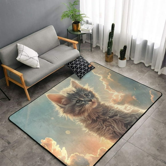 Shaggy Area Rug, Sunshine Cloud Kitten Rugs for Living Room Bedroom Non Slip Door Mat Indoor Carpet Machine Washable Nursery Home Decor Floor Mats for Entryway 60x39in