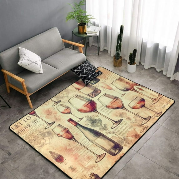 Shaggy Area Rug, Wine Rugs for Living Room Bedroom Non Slip Door Mat Indoor Carpet Machine Washable Nursery Home Decor Floor Mats for Entryway 60x39in