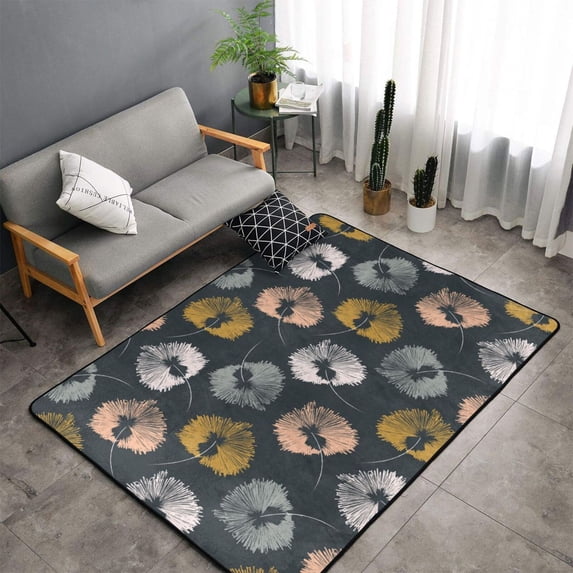 Shaggy Area Rug, abstract leaves Rugs for Living Room Bedroom Non Slip Door Mat Indoor Carpet Machine Washable Nursery Home Decor Floor Mats for Entryway 60x39in