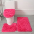 thumbnail image 1 of Shaggy Bathroom Rugs Sets 3 Piece with Toilet Cover, Thick Absorbent Plush Bath Mats, Toilet Seat Cover, Area Rug, Bath Mat Set, for Bathroom, Bedroom, Kitchen, 1 of 8