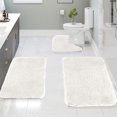 thumbnail image 1 of Shaggy Bathroom Rugs Sets 3Piece Bath Mat for Bathroom Non-Slip Bathroom Mats Water Absorbent Bath Rug Floor Mats Soft Washable Shower Rug with U-Shaped Contour Rug Toilet Lid Cover, 1 of 7
