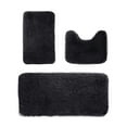 thumbnail image 1 of Shaggy Bathroom Rugs Sets 3Piece Black Bath Mat for Bathroom Non-slip Bathroom Mats Water Absorbent Bath Rug Floor Mats Soft Washable Shower Rug, 1 of 8