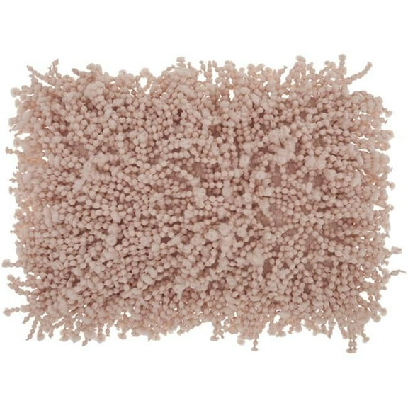 Shaggy Beads Lumbar Throw Pillow, Pale Pink