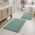 thumbnail image 1 of PrimeBeau Absorbent Striped Bathroom Rug Set of 2, High Water Absorption - EggShell Color, 1 of 8